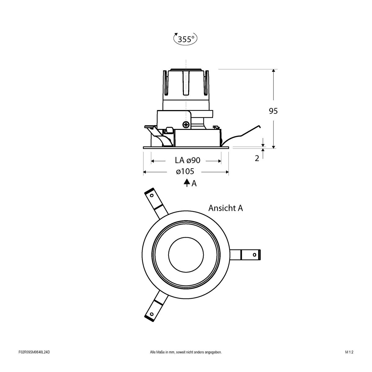 LED-Einbauleuchte modular F02R09SM0640L24D