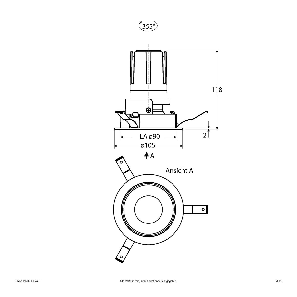 LED-Einbauleuchte modular F02R11SM1330L24P