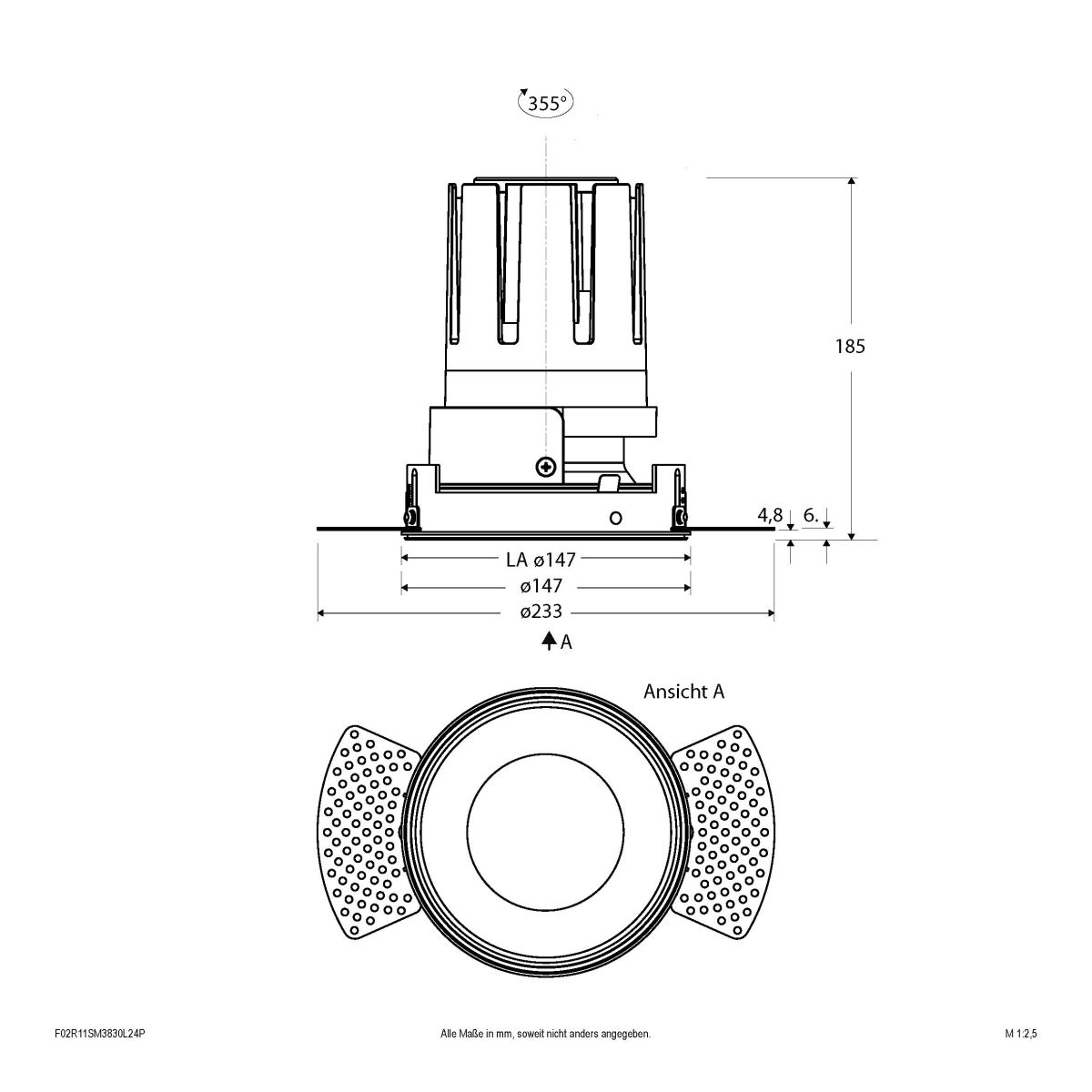 LED-Einbauleuchte modular F02R11SM3830L24P
