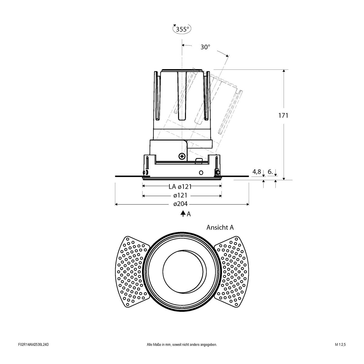 LED-Einbauleuchte modular F02R14AM2530L24D