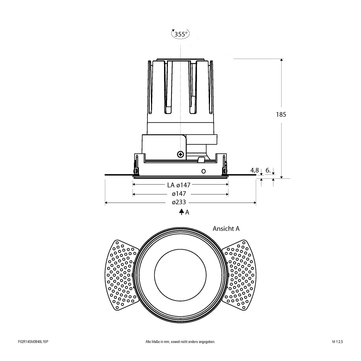 LED-Einbauleuchte modular F02R14SM3840L15P