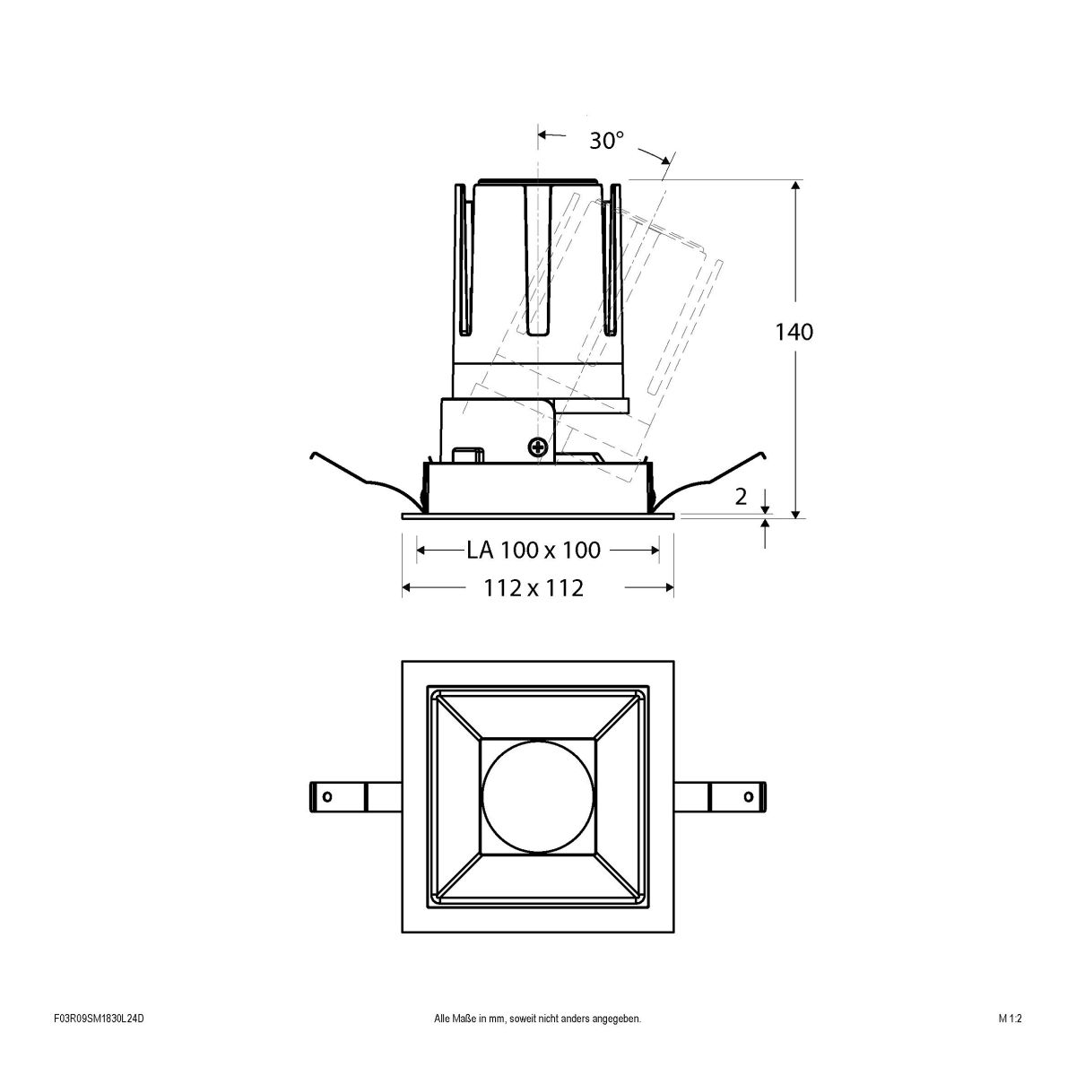 LED-Einbauleuchte modular F03R09SM1830L24D
