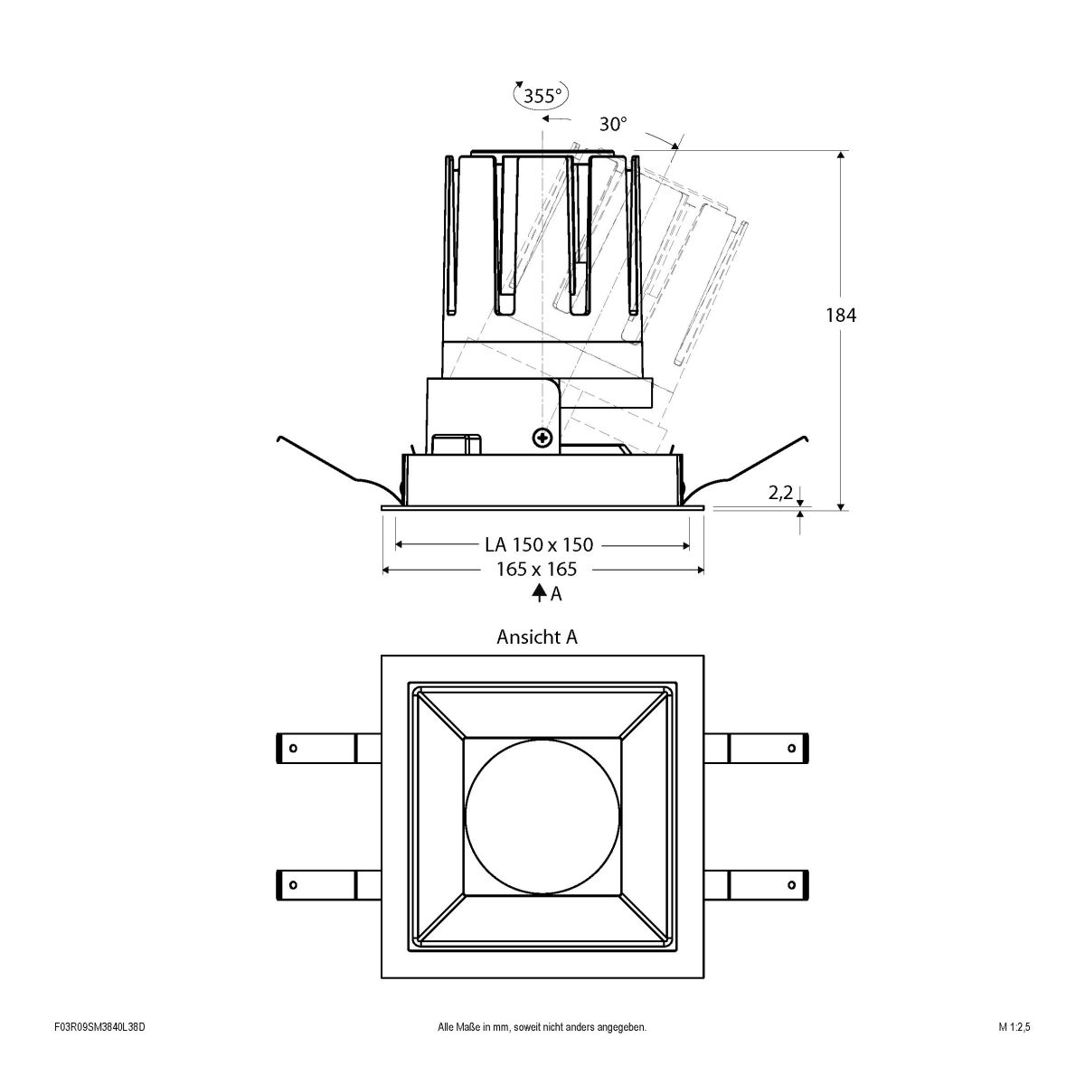 LED-Einbauleuchte modular F03R09SM3840L38D
