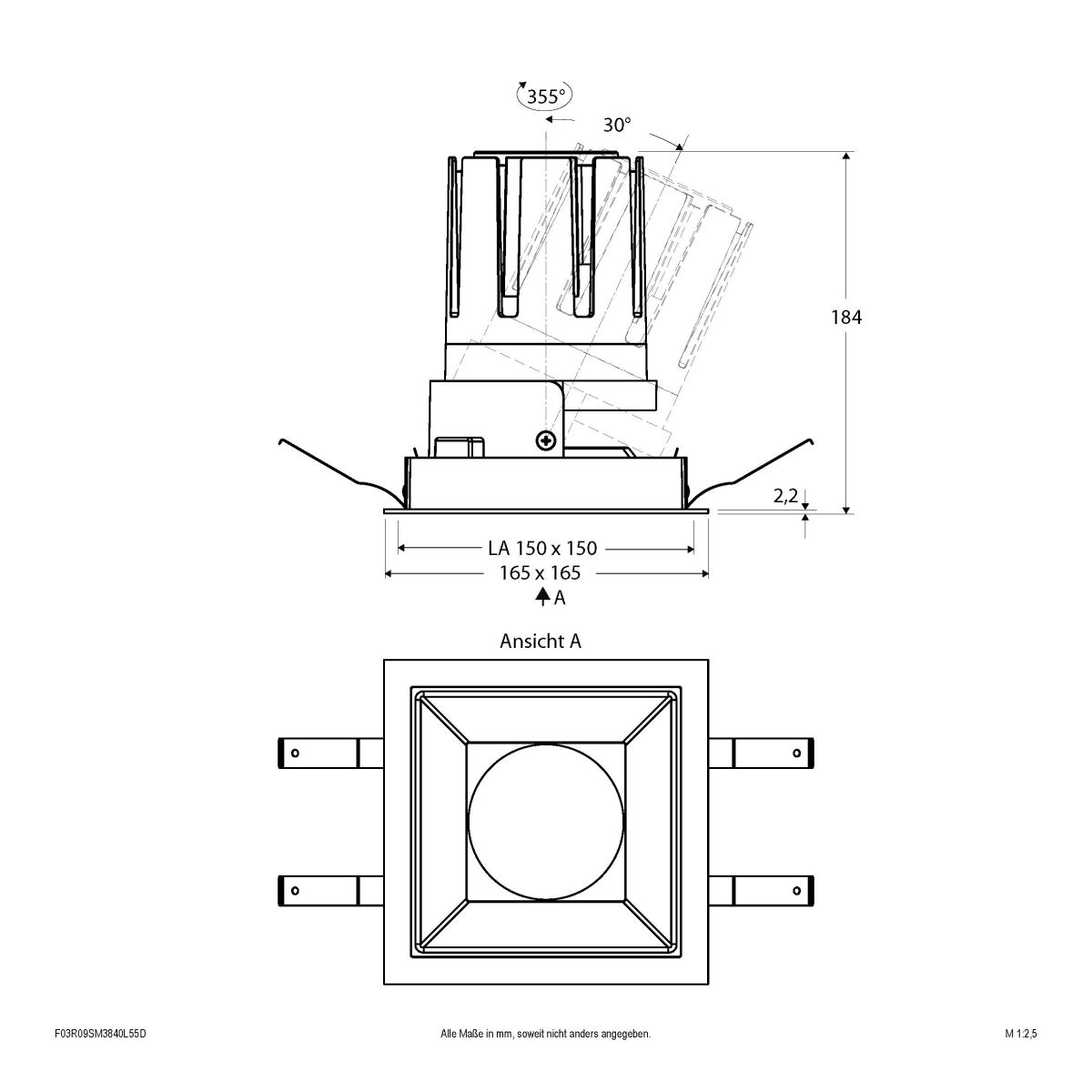 LED-Einbauleuchte modular F03R09SM3840L55D
