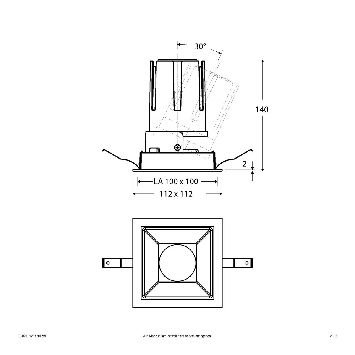 LED-Einbauleuchte modular F03R11SM1830L55P