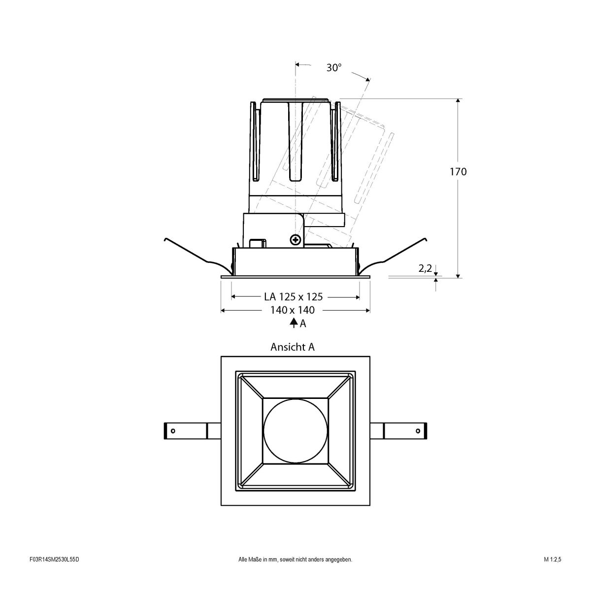 LED-Einbauleuchte modular F03R14SM2530L55D