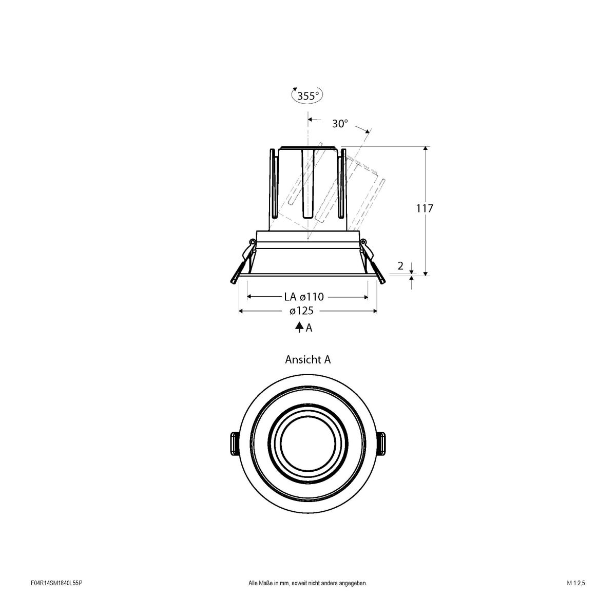 LED-Einbauleuchte modular F04R14SM1840L55P