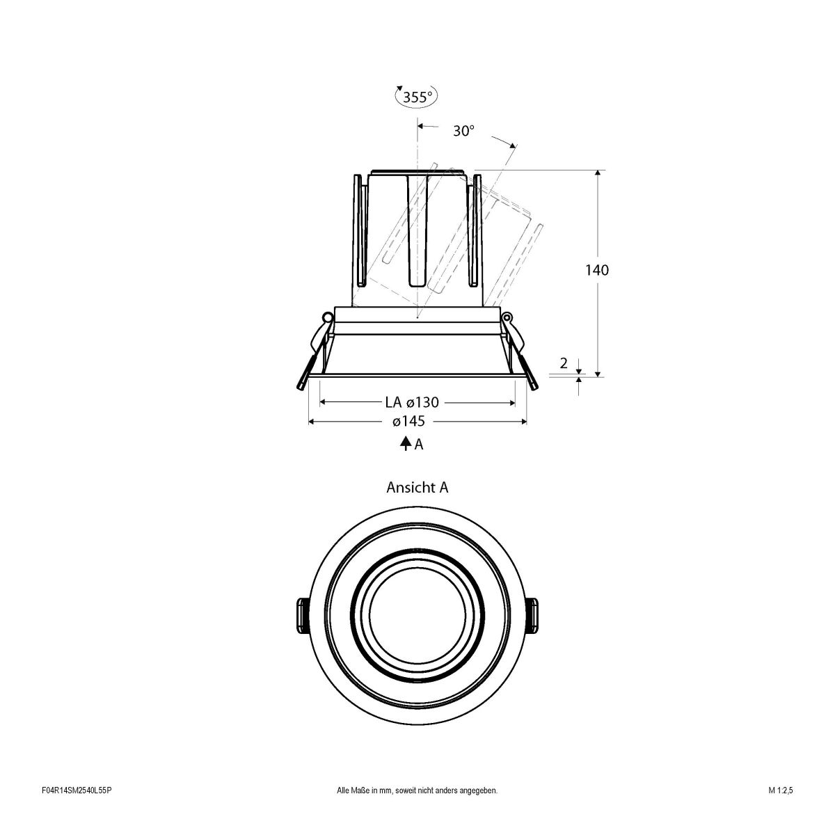 LED-Einbauleuchte modular F04R14SM2540L55P