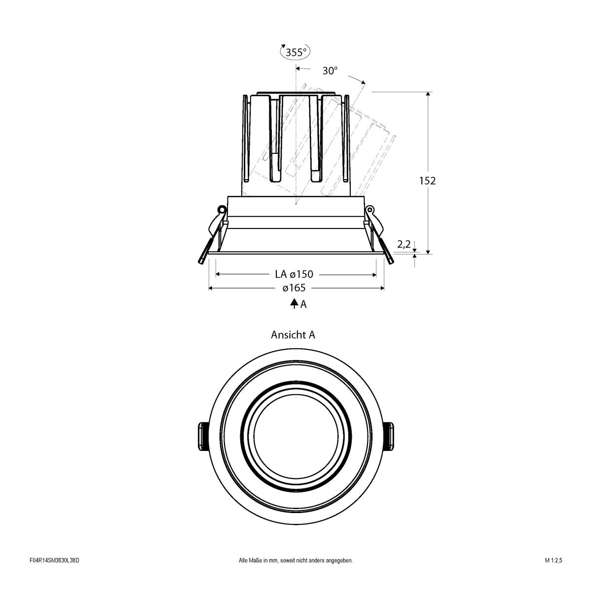 LED-Einbauleuchte modular F04R14SM3830L38D