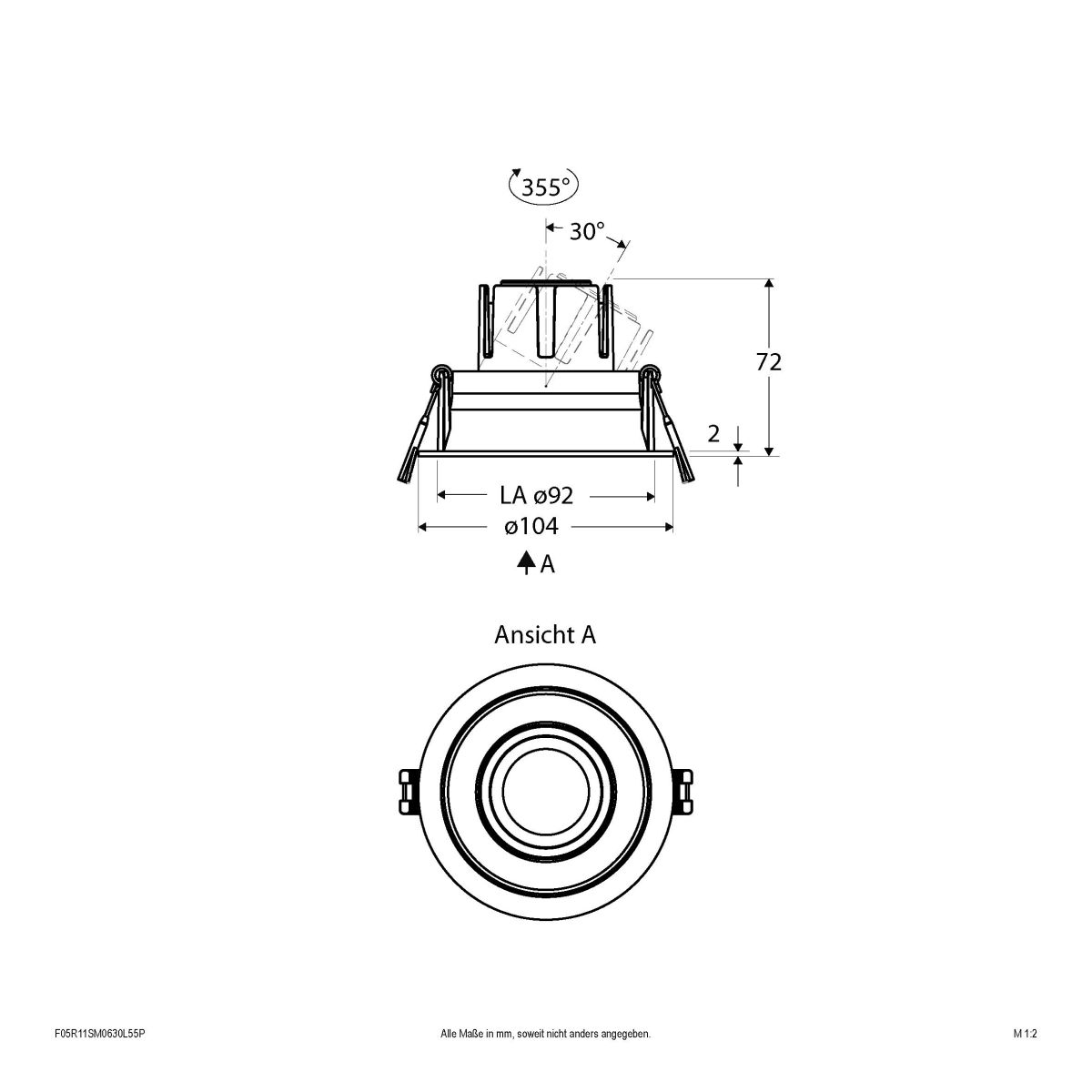 LED-Einbauleuchte modular F05R11SM0630L55P