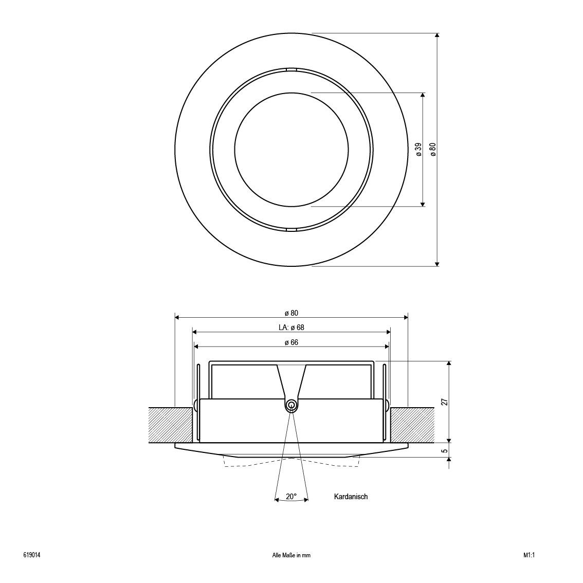 NV-Einbauleuchte 619 014