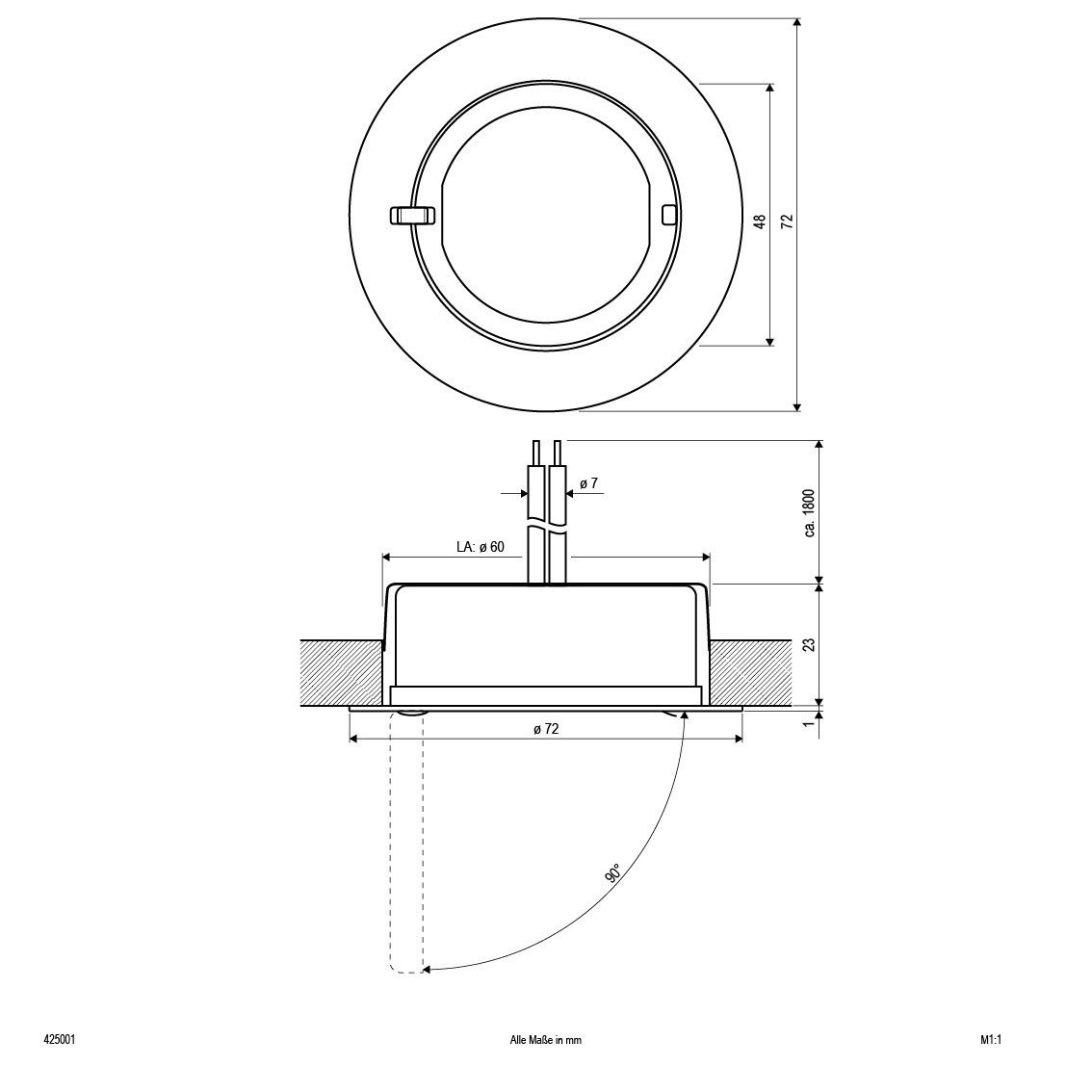 NV Möbeleinbauleuchte 425 001 ws