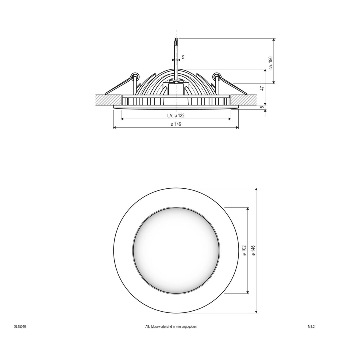 P-LED Deckeneinbauleuchte DL15040