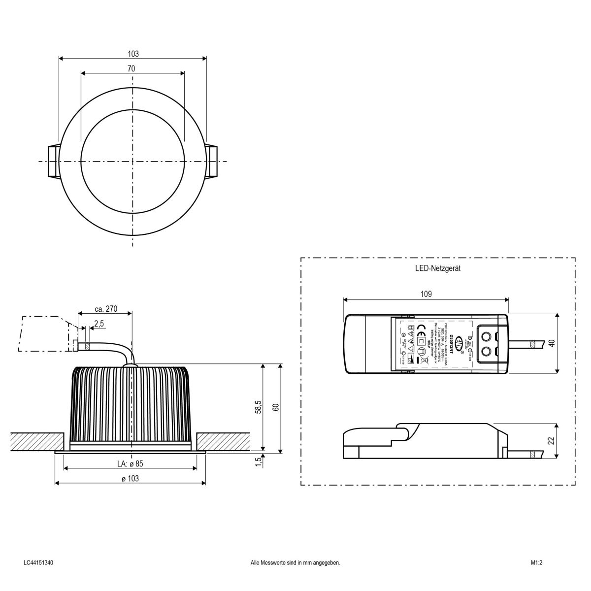 P-LED Deckeneinbauleuchte LC44151340