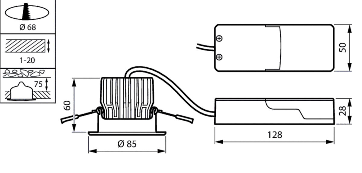 LED-Einbaustrahler RS155B LED #94097099