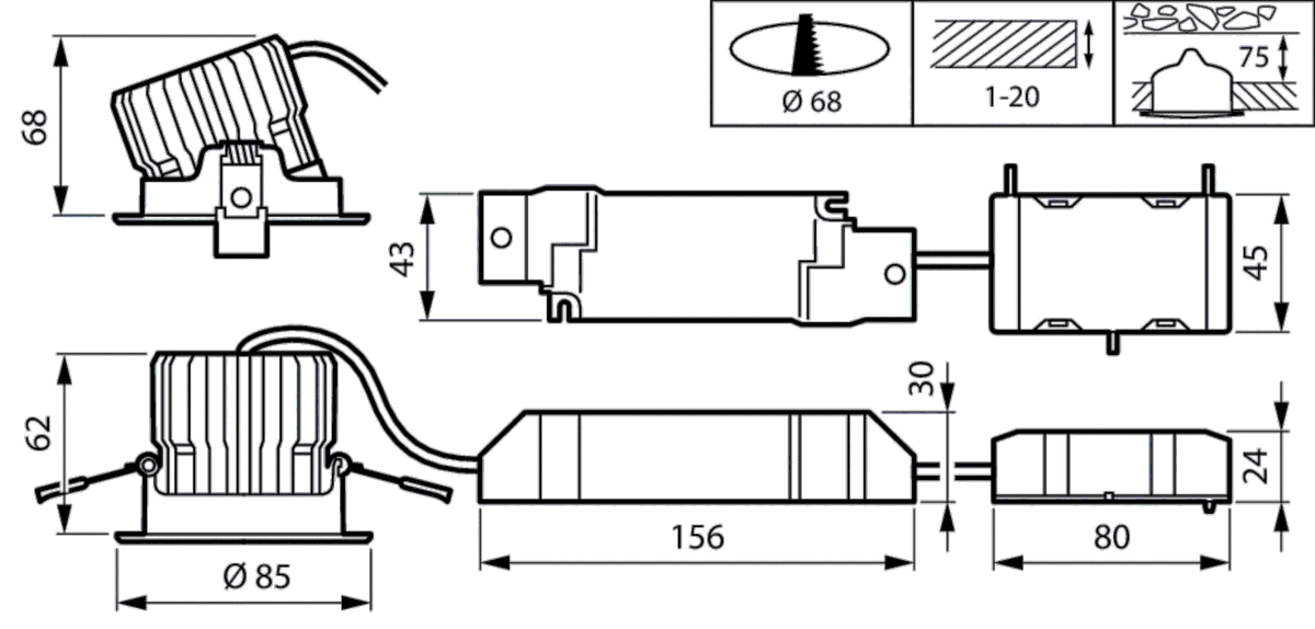 LED-Einbaustrahler RS156B LED #94093299