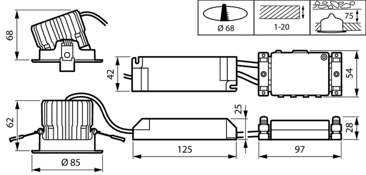 LED-Einbaustrahler RS156B LED #94095699