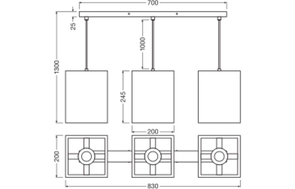 Pendelleuchte 3xE27 D.C.SquarePend3XE27