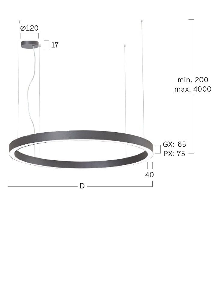 LED-Pendelleuchte RPXLBE-840M-D900-KB