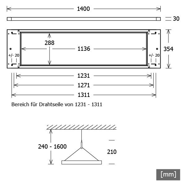LED-Pendelleuchte PIANOP1400830SENS sw