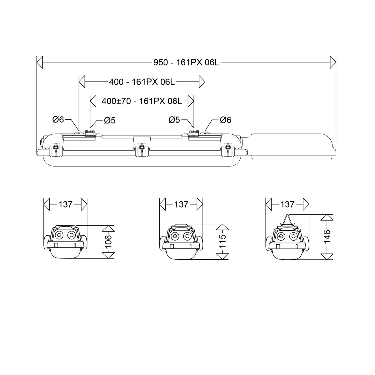 LED-Notleuchte 1 h 161PX 06L20/1 H50 MA