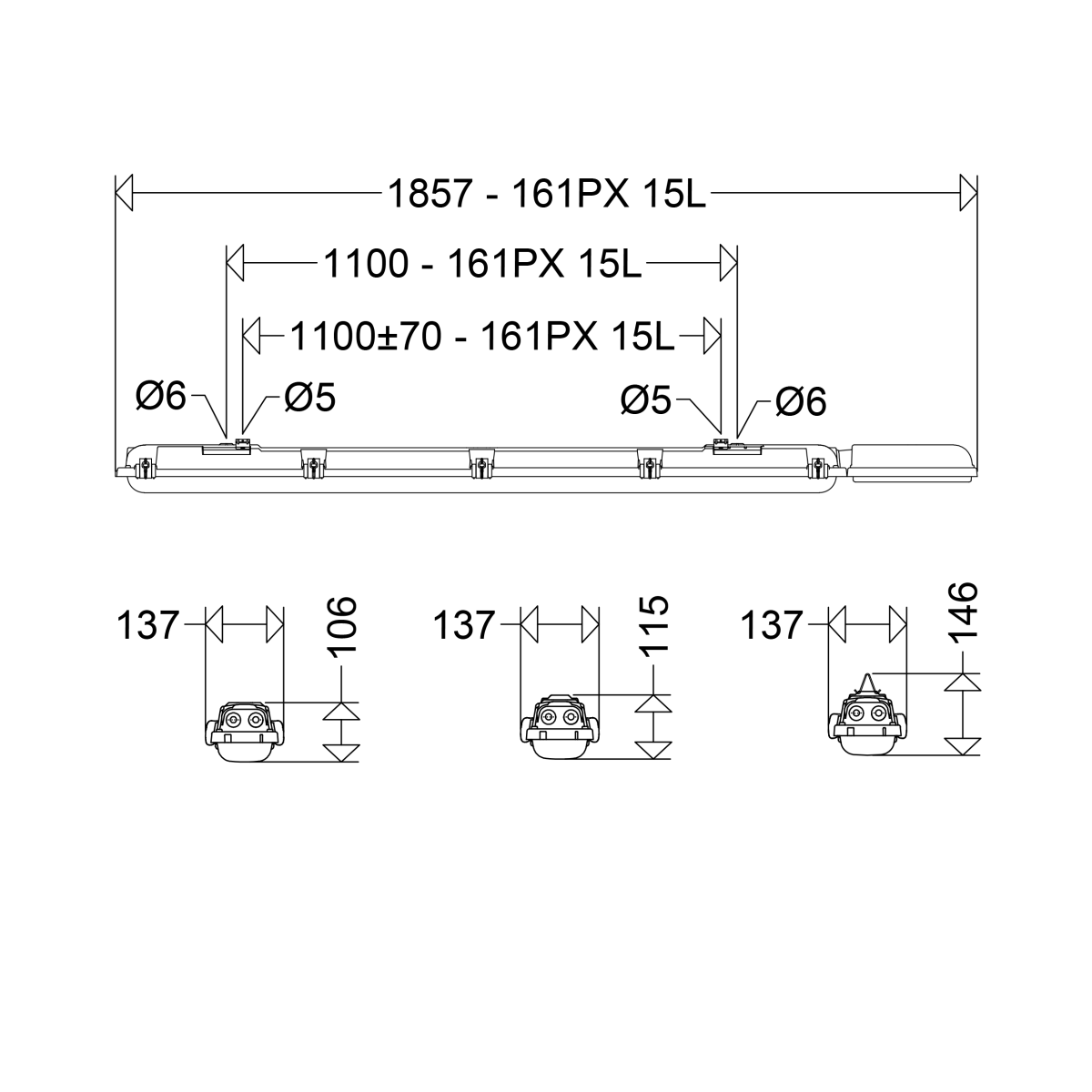 LED-Notleuchte 3 h 161PX 15L60/3 H50 MA