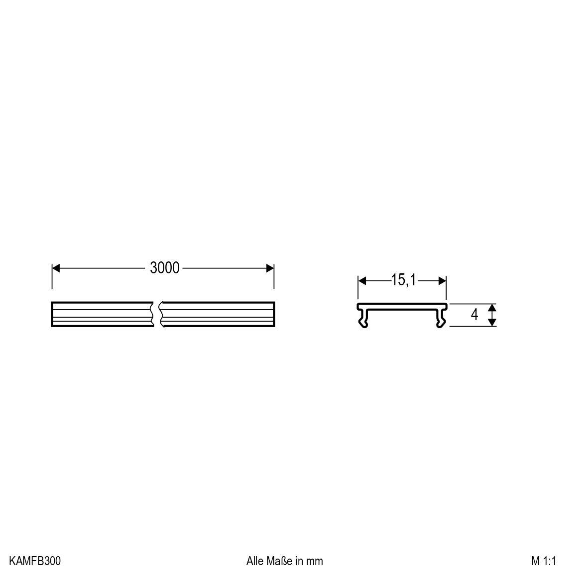 Abdeckung für Alu--Profil KAMFB300