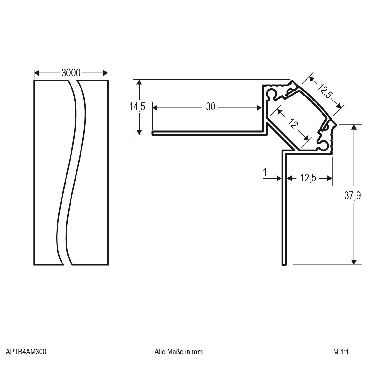 Profil m.Abdeckung APTB4AM300