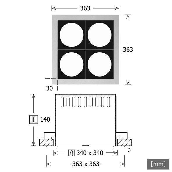 Einbaugehäuse SCER 2.4140 sw