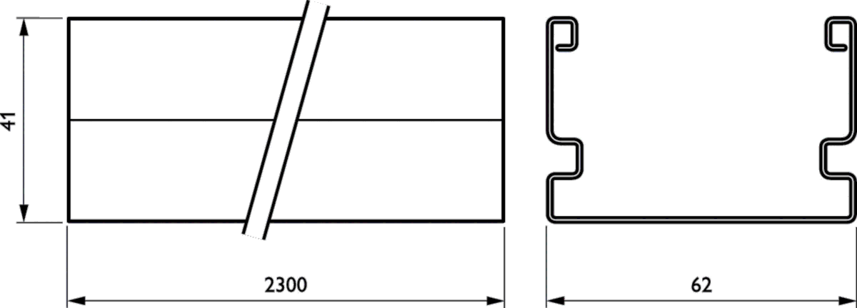 Tragschienenprofil leer LL523Z CD WH