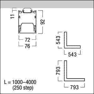Eck-Kanal f.LED-Lichtlinie SLN2-C CL MSC L545SR