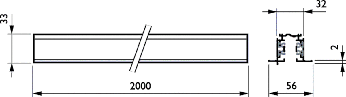 3-Phasen-Stromschiene RBS750 3C L2000 WH