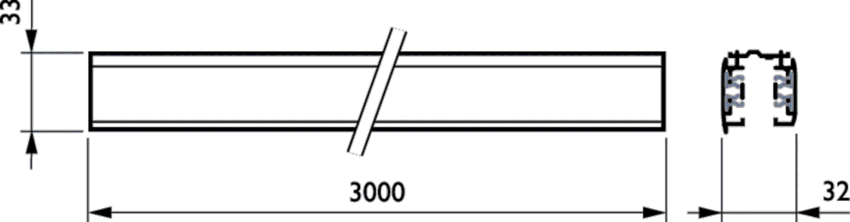 3-Phasen-Stromschiene RCS750 3C L3000 ALU