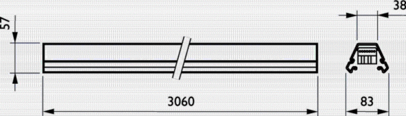 Tragschiene mit DV 4MX056 582 2x7x2.5WH