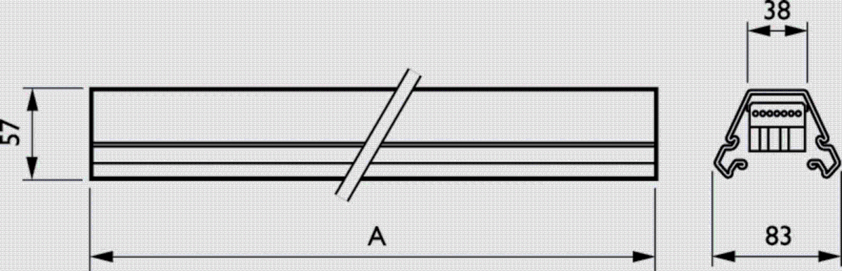 Tragschiene mit DV 4MX056 582 2x7x2.5WH
