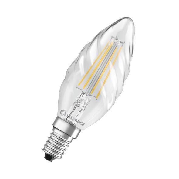 LED-Kerzenlampe E14 230V 4,0W 470lm 2700K klar gedreht LED-Kerzenlampe E14 230V 4,0W 470lm 2700K klar gedreht