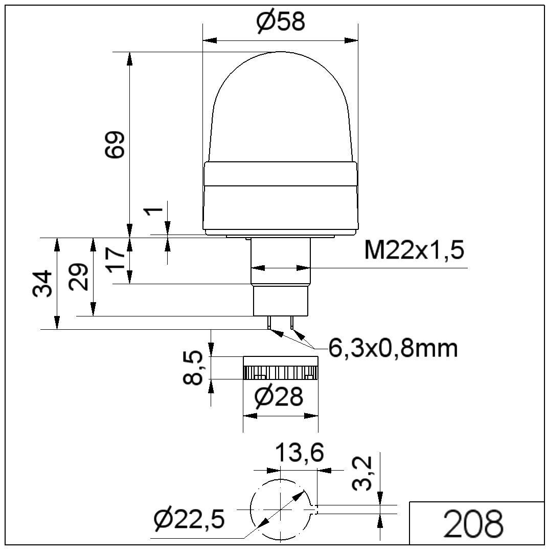 Blitzleuchte EM 115VAC BU 208.500.67 Blitzleuchte EM 115VAC BU 208.500.67