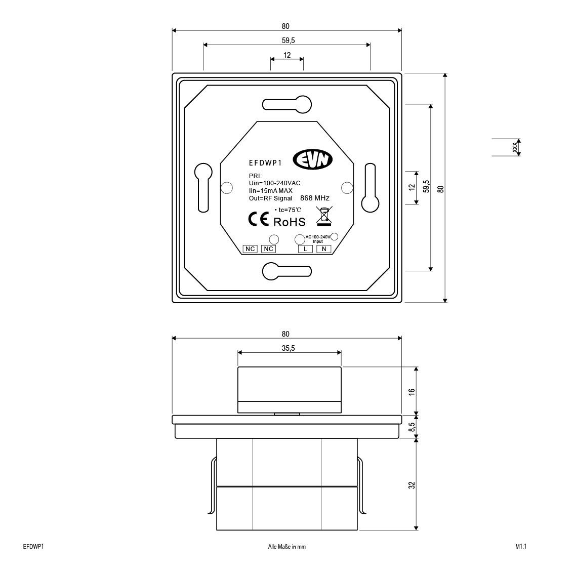 Funk-Wandpanel EFDWP1