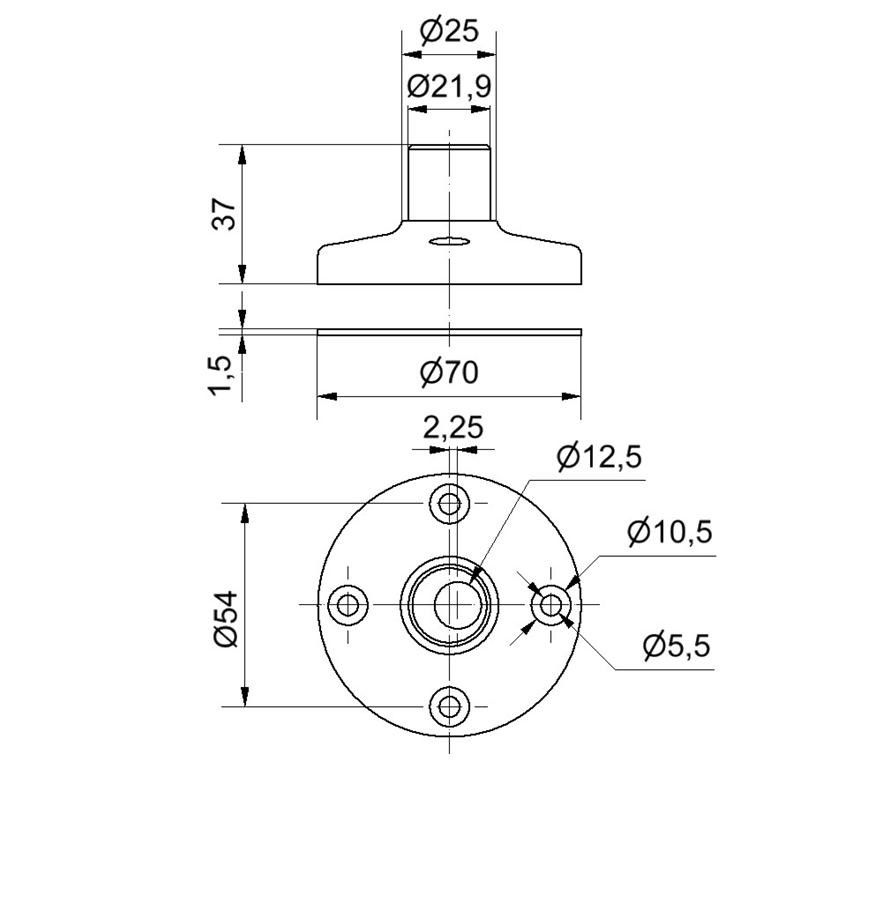 Fuß für Rohr D25mm GY 96000050