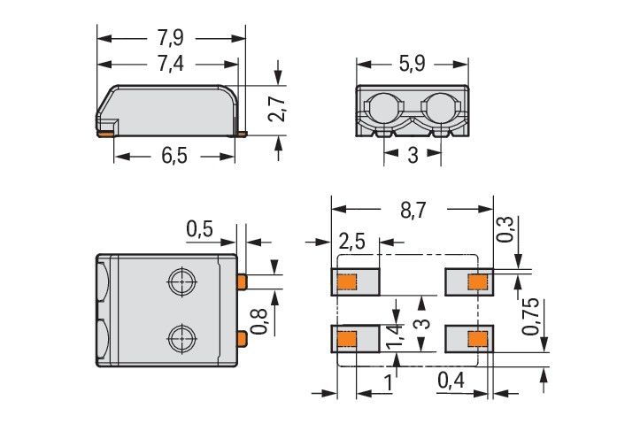 SMD-Leiterplattenklemme 2059-302/998-603