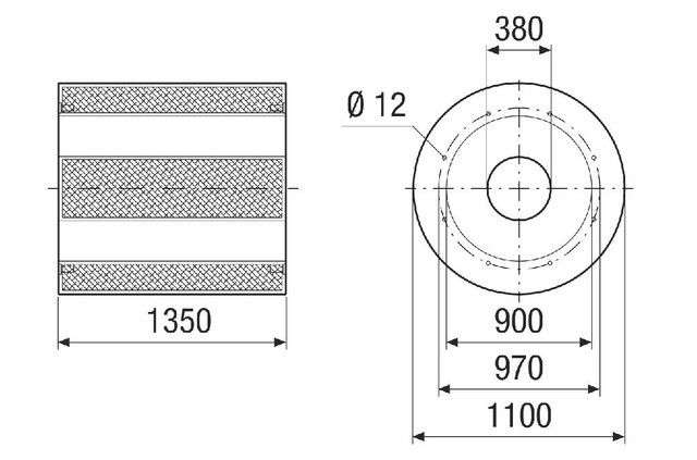 Rohrschalldämpfer RSKI 90/1500 Rohrschalldämpfer RSKI 90/1500