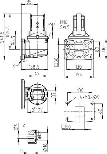 Wandgelenk WANDGELENK S RAL9006 Wandgelenk WANDGELENK S RAL9006