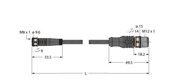 Aktuator- u. Sensorleitung PKG4M3RSC4.4TTXO3701 Aktuator- u. Sensorleitung PKG4M3RSC4.4TTXO3701