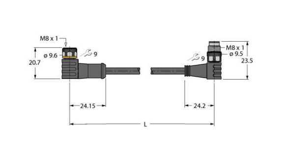 Aktuator- u. Sensorleitung PKW3MP7X25PSW3M/TXL