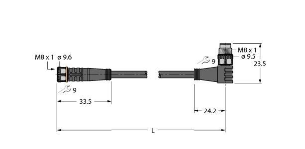 Aktuator- u. Sensorleitung PKG3M-1-PSW3M/TEL