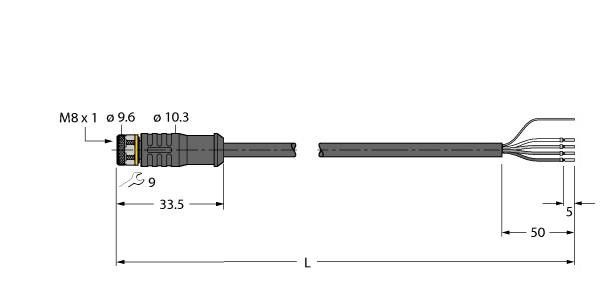 Aktuator- u. Sensorleitung PKGS4M-7/TEY