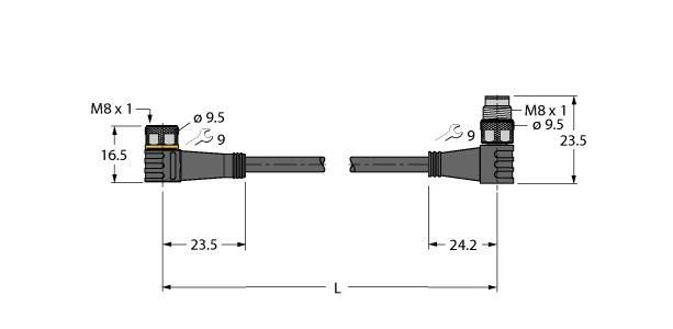 Aktuator- u. Sensorleitung PKW3M-2-PSW3M/TEL