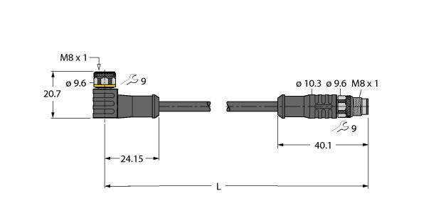 Aktuator- u. Sensorleitung PKWS3M-4-PSGS3M/TEG