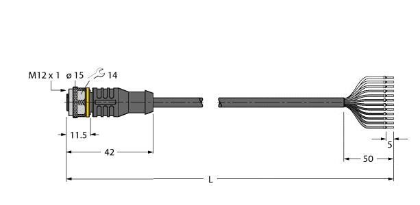 Aktuator- u. Sensorleitung RKC12T-2/TXL