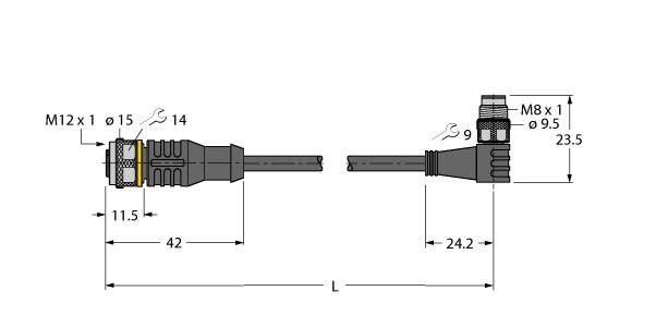 Aktuator- u. Sensorleitung RKC4T-5-PSW3M/TXL
